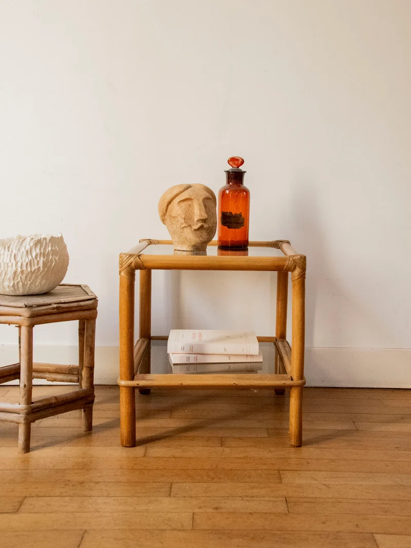Léonie, la table basse en bambou et verre N°1133