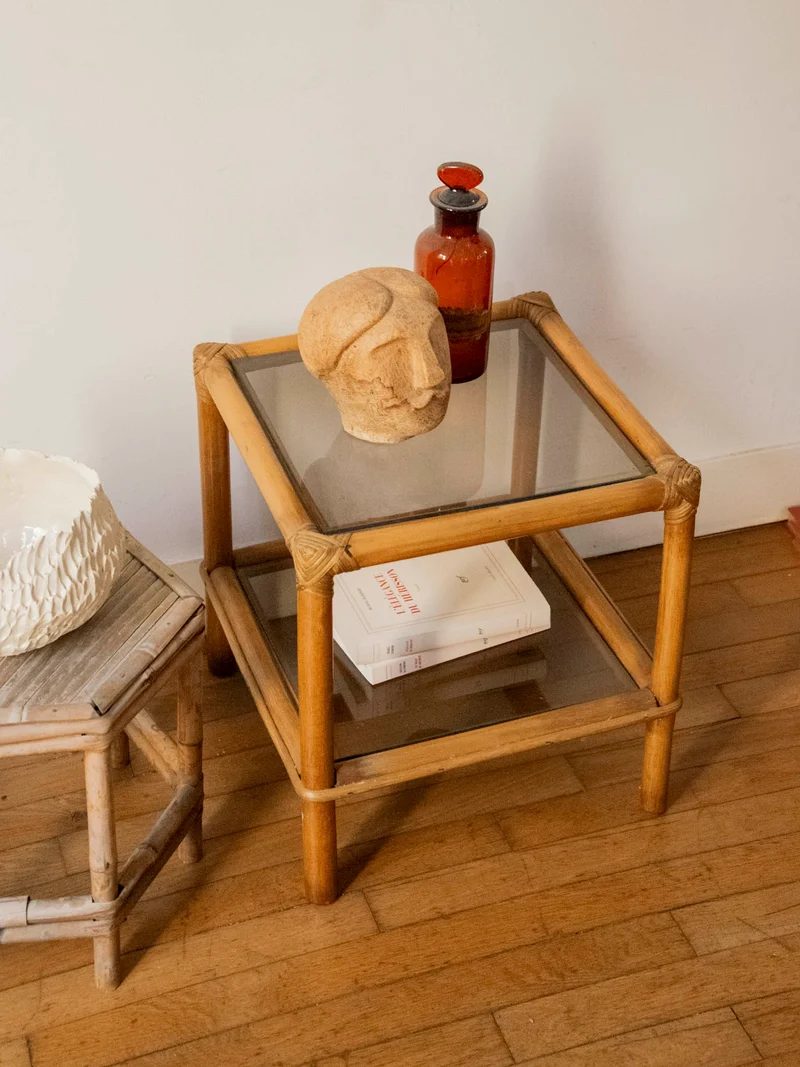 Léonie, la table basse en bambou et verre N°1133