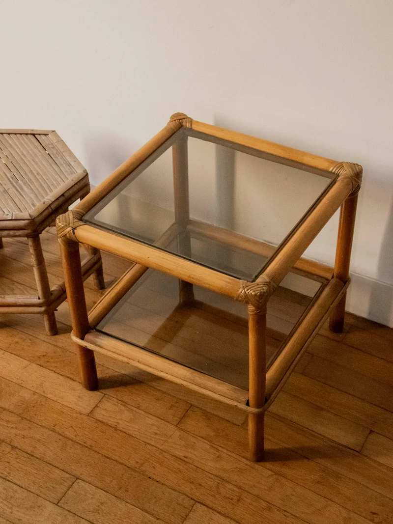 Léonie, la table basse en bambou et verre N°1133