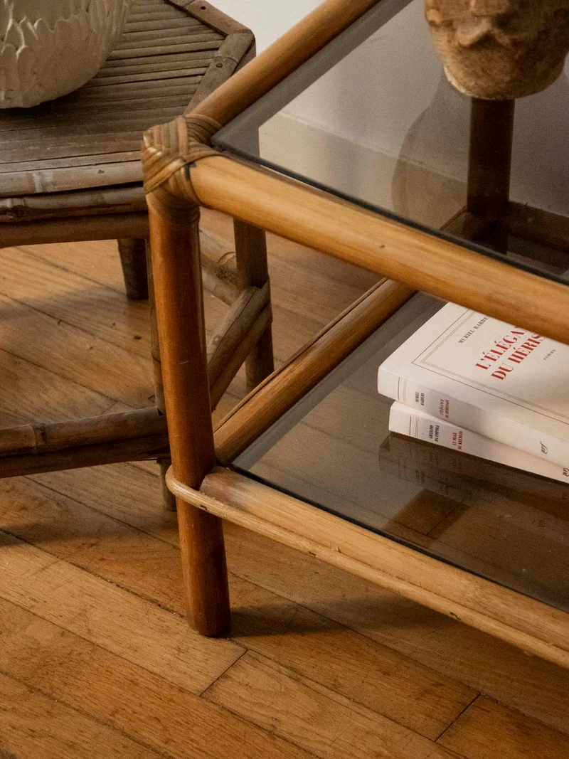 Léonie, la table basse en bambou et verre N°1133