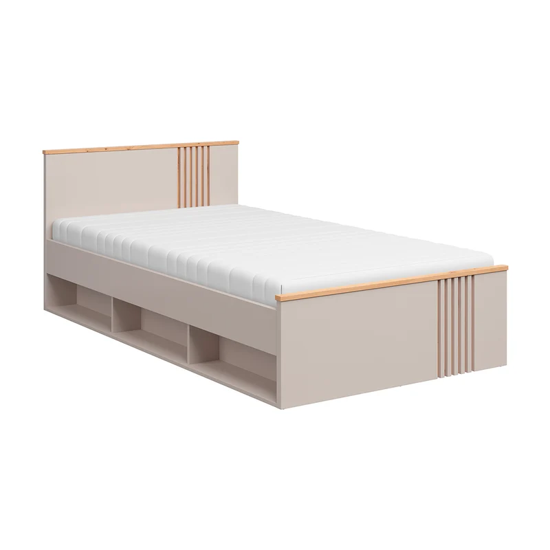 Lit 120x200 sommier inclus Ezra Cachemire et Bois