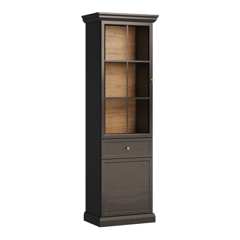 Vitrine 2 portes 1 tiroir Toja Bois anthracite