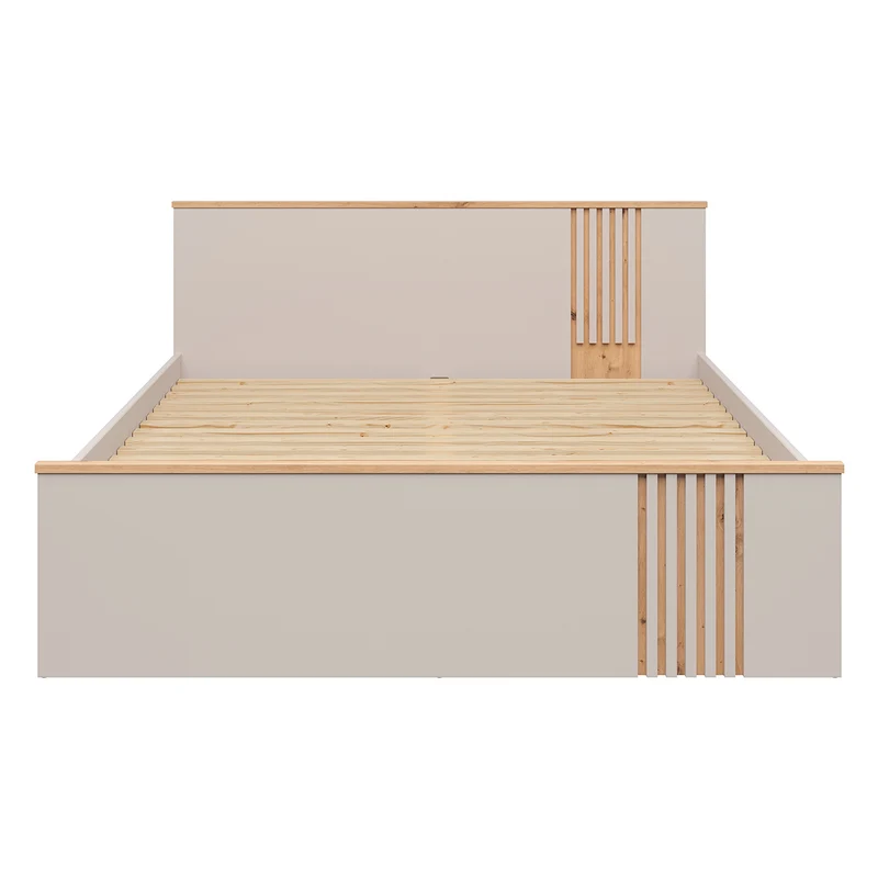 Lit 160x200 sommier et tiroirs inclus Ezra Cachemire et Bois