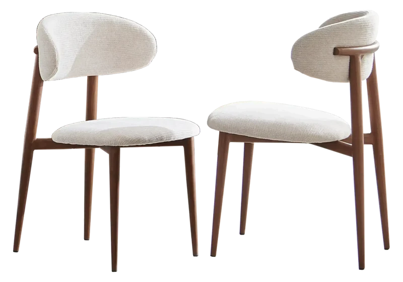 Ensemble table ovale travertin et chaises noyer - Terra