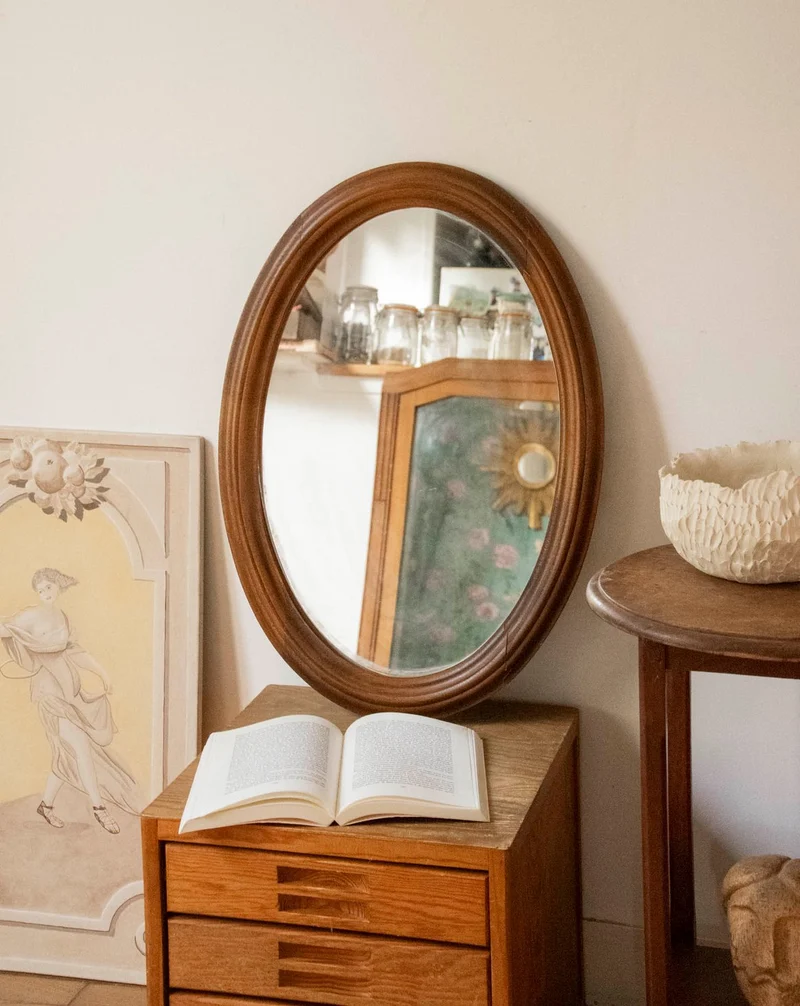 Georges, le miroir ovale en bois ancien N°1424