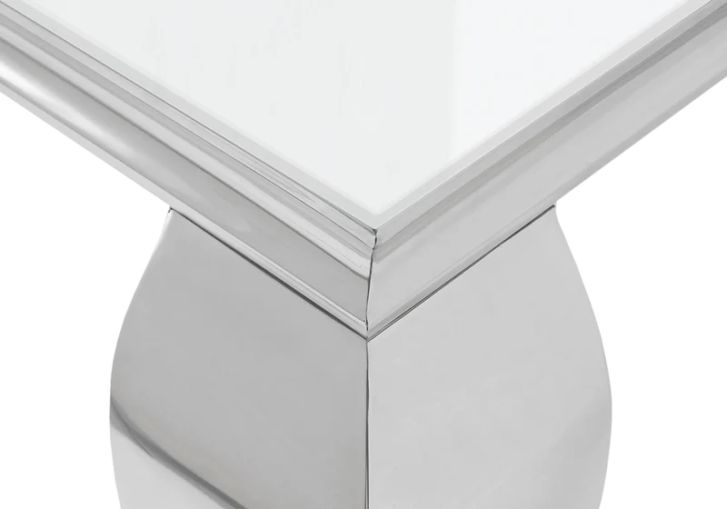 Meuble TV verre blanc design argent - Neo