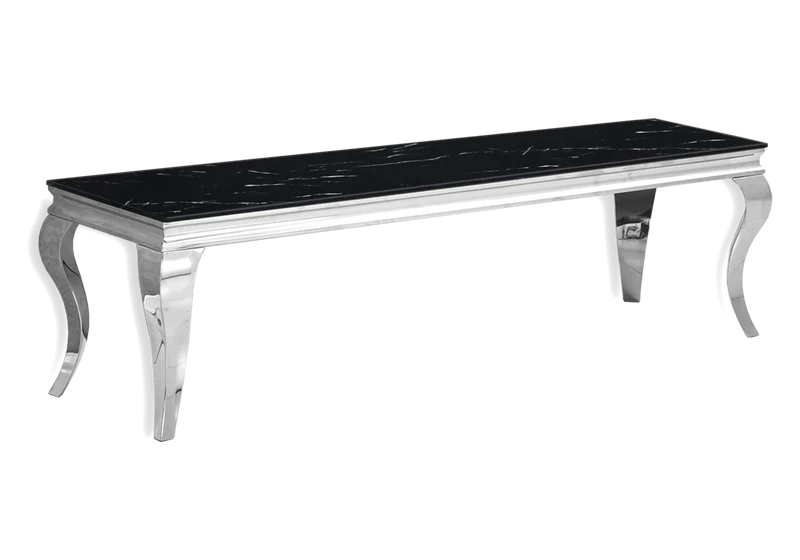Meuble TV marbre noir design argent - Neo