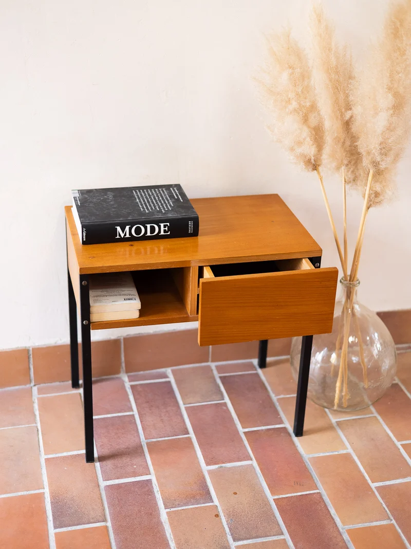 Maïa, la table de chevet bois et métal N°1571