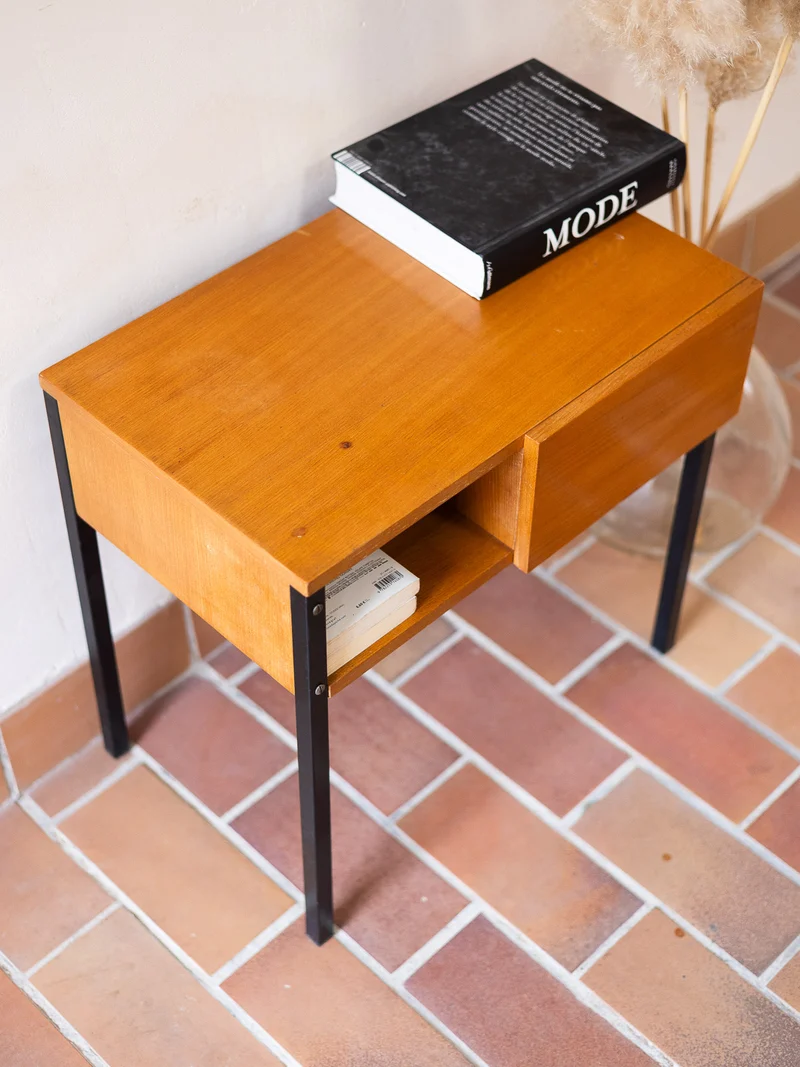 Maïa, la table de chevet bois et métal N°1571