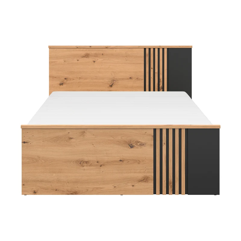 Lit 120x200 sommier inclus Ezra Bois et Noir