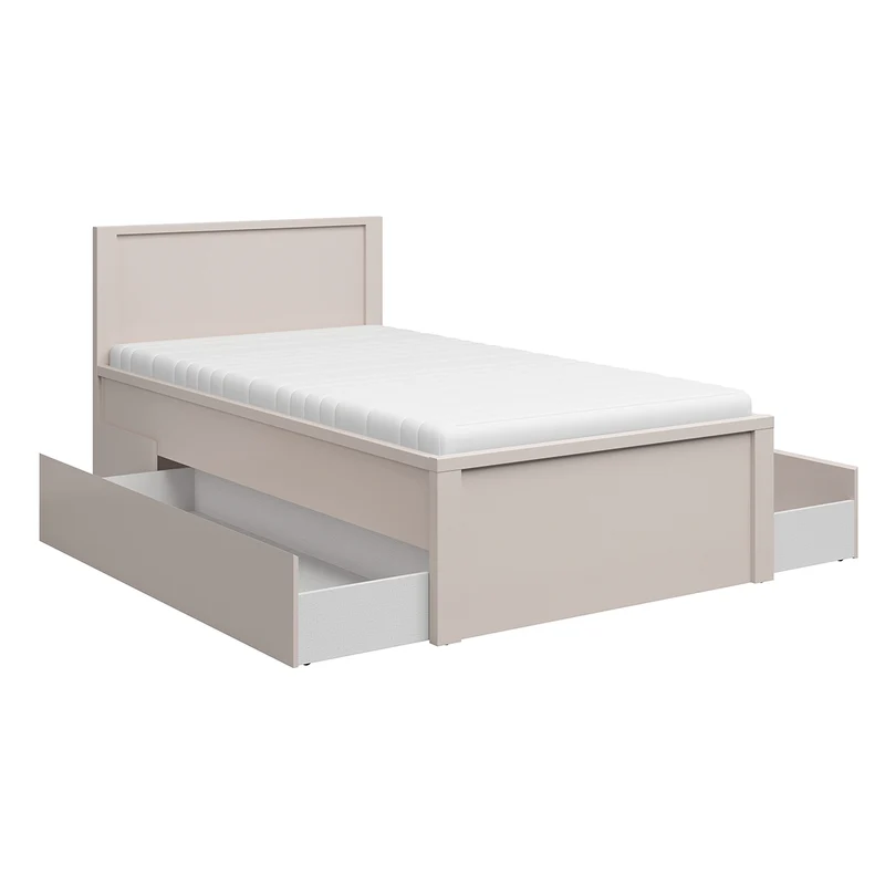 Lit 120x200 sommier et tiroirs inclus Soren Cachemire