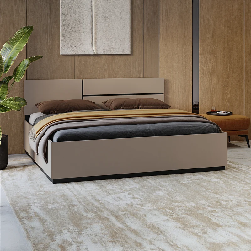 Lit coffre 160x200 sommier inclus Lilia Taupe