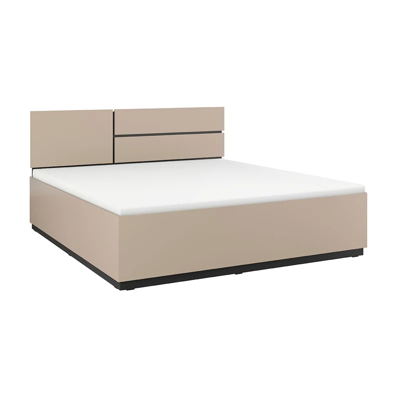 Lit coffre 160x200 sommier inclus Lilia Taupe