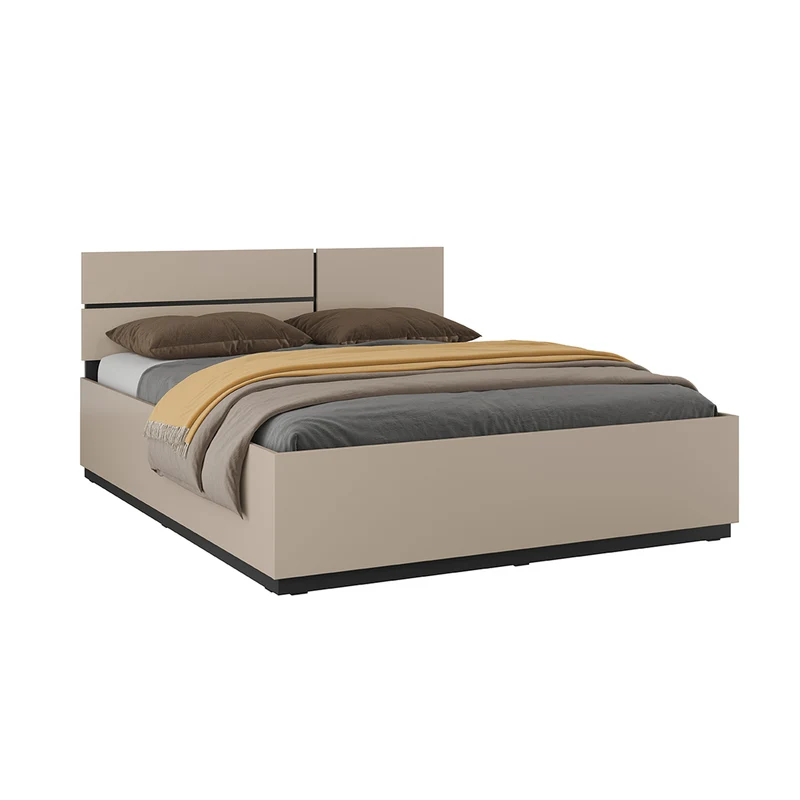 Lit coffre 160x200 sommier inclus Lilia Taupe