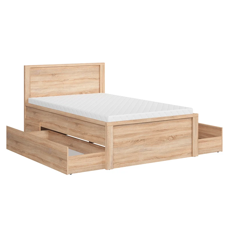 Lit 120x200 sommier et tiroirs inclus Soren Bois