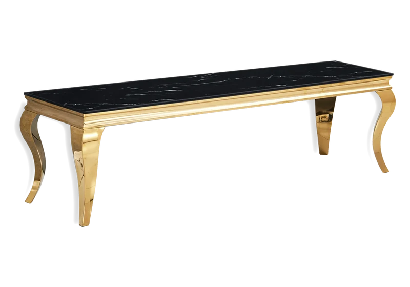 Meuble TV marbre noir design doré - Neo