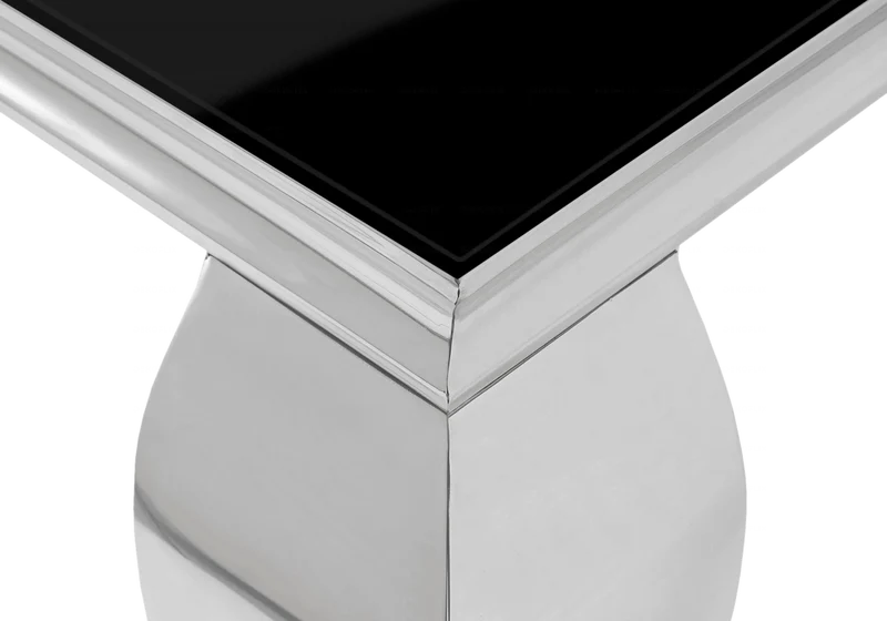 Bout de canapé design verre noir argent - Neo