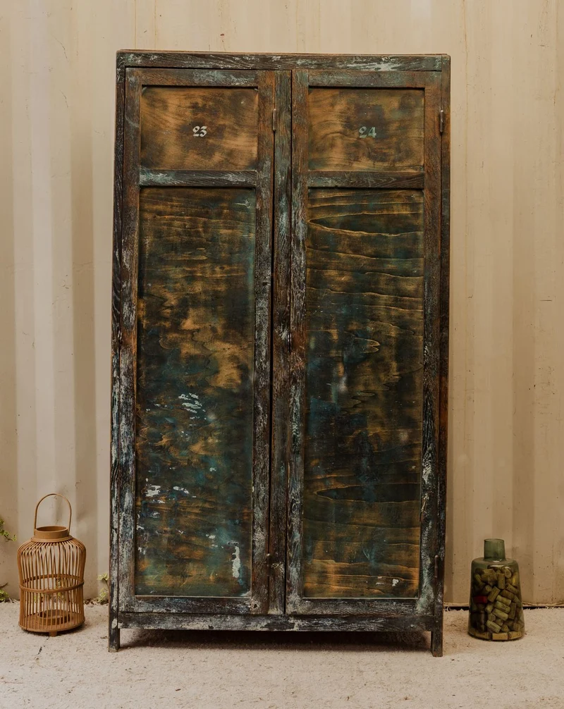 Blandine, l'armoire vestiaire en bois vert foncé N°487