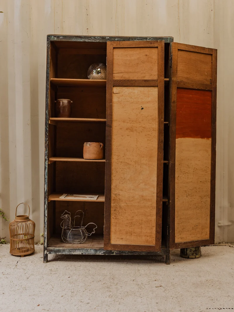 Blandine, l'armoire vestiaire en bois vert foncé N°487