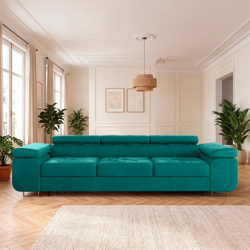 Canapé convertible 3 places Wilson velours Vert sapin