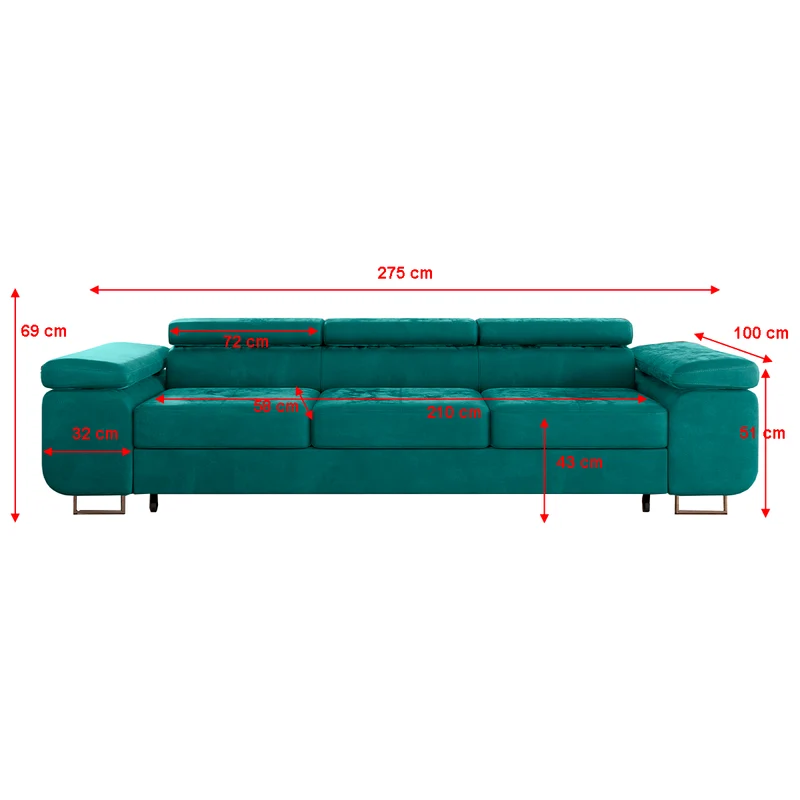 Canapé convertible 3 places Wilson velours Vert sapin