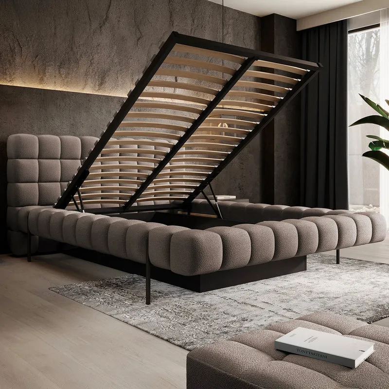 Lit coffre 180x200 sommier inclus Ezio Taupe