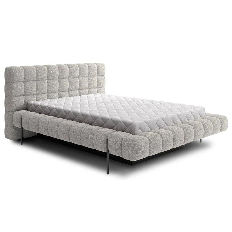 Lit coffre 180x200 sommier inclus Ezio Gris clair