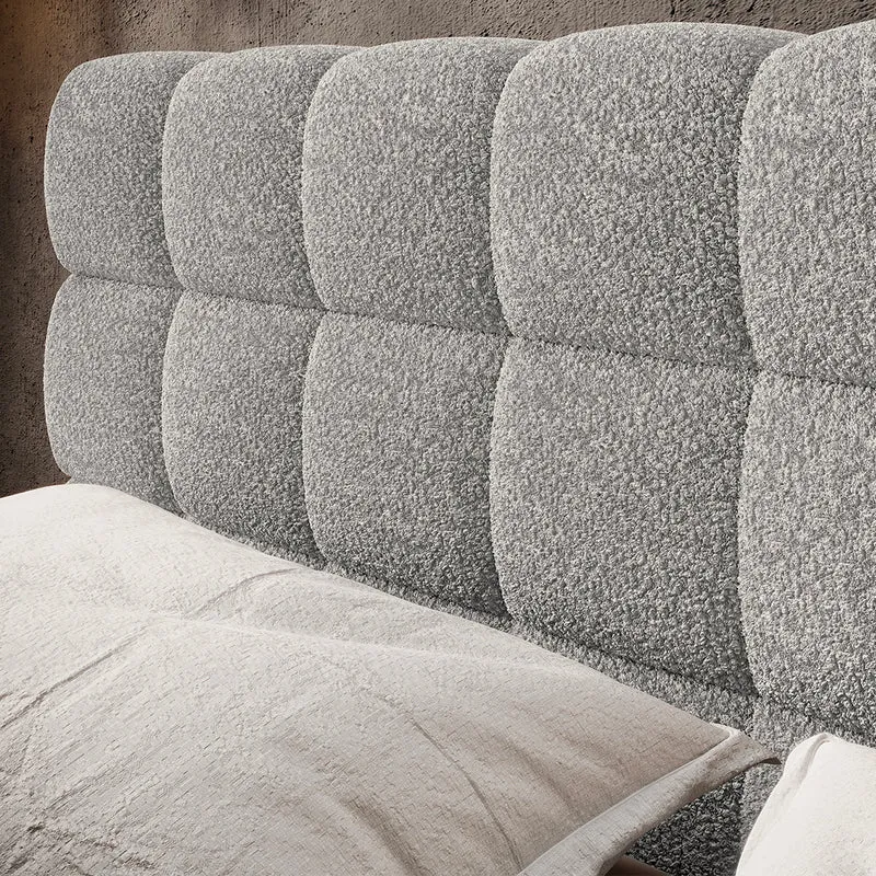 Lit coffre 180x200 sommier inclus Ezio Gris clair