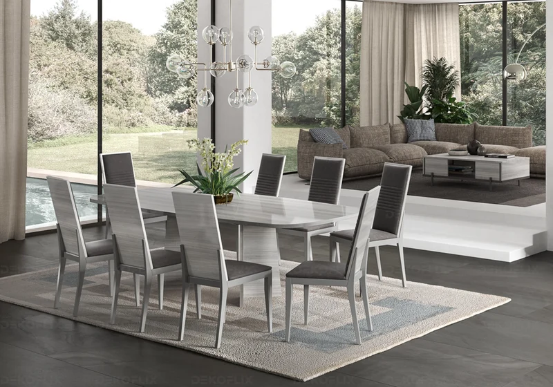 Table basse rectangulaire gris argent laquée - Mia