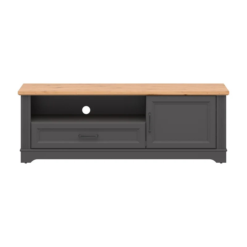 Meuble TV 1 porte 1 tiroir 150 cm Charlie Gris Anthracite