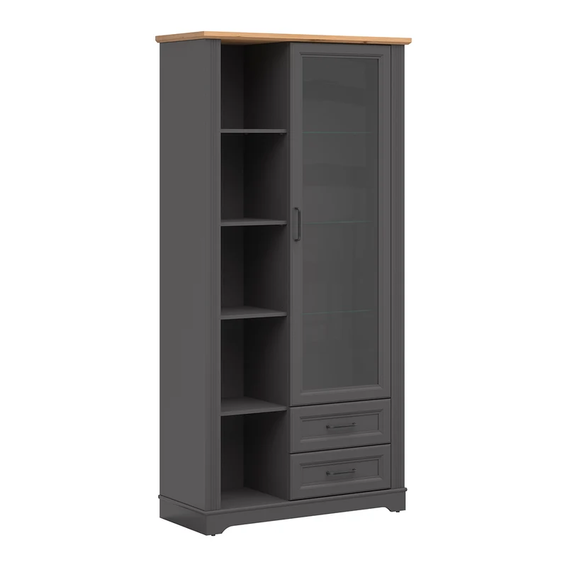 Vaisselier 1 porte 2 tiroirs Charlie Gris Anthracite