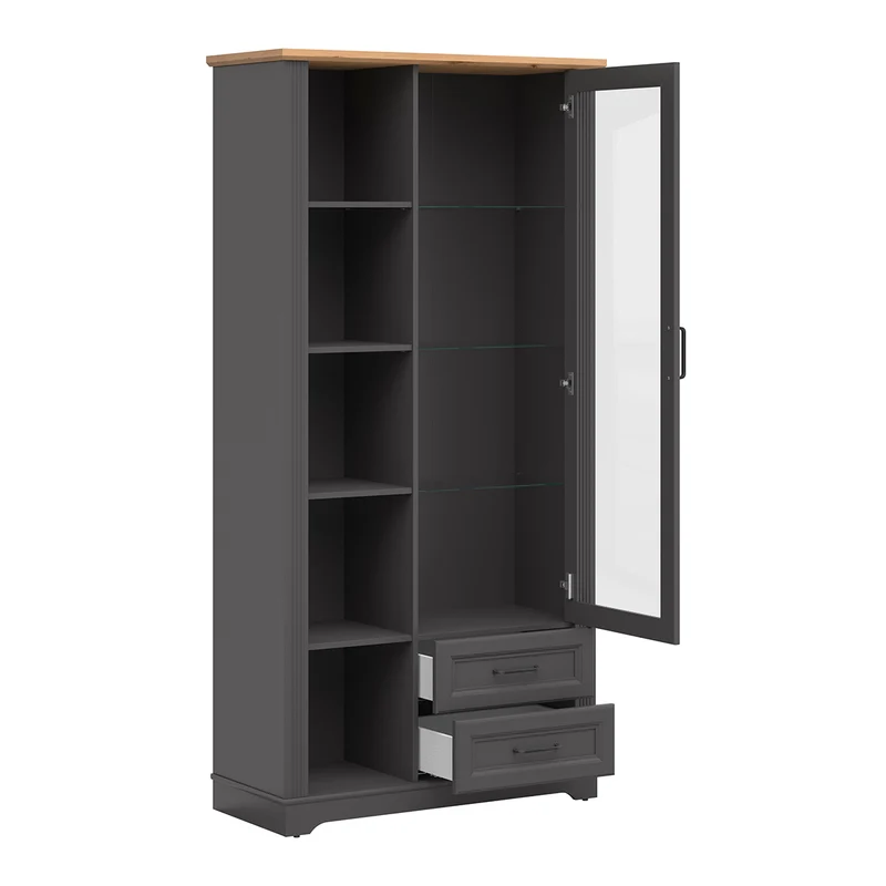 Vaisselier 1 porte 2 tiroirs Charlie Gris Anthracite