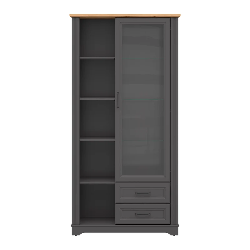 Vaisselier 1 porte 2 tiroirs Charlie Gris Anthracite