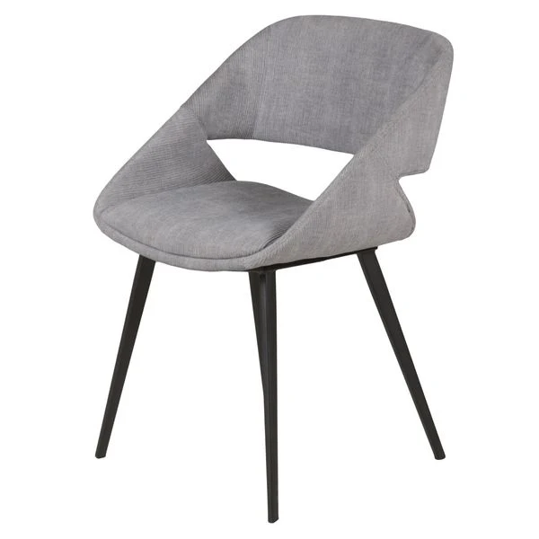 Chaise repas velours côtelé gris clair