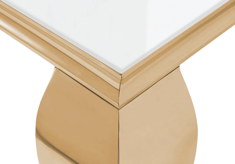 Table basse rectangulaire verre blanc or - Neo