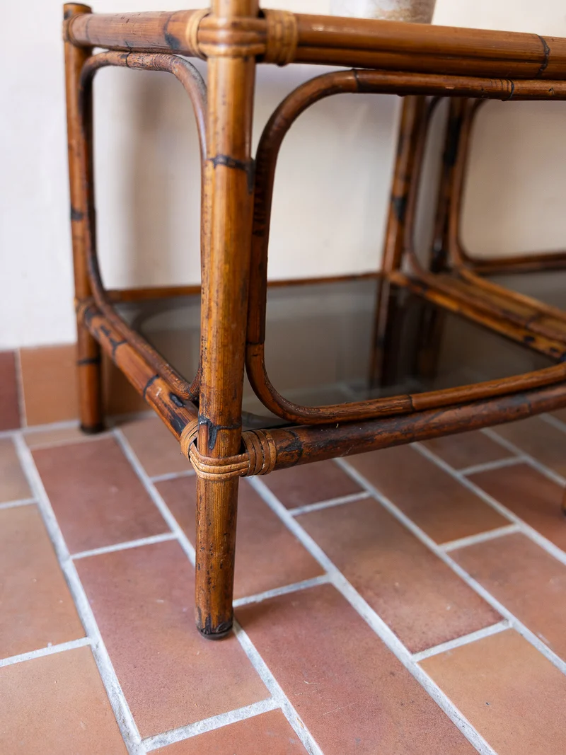 Odile, la paire de tables de chevets en rotin N°1540