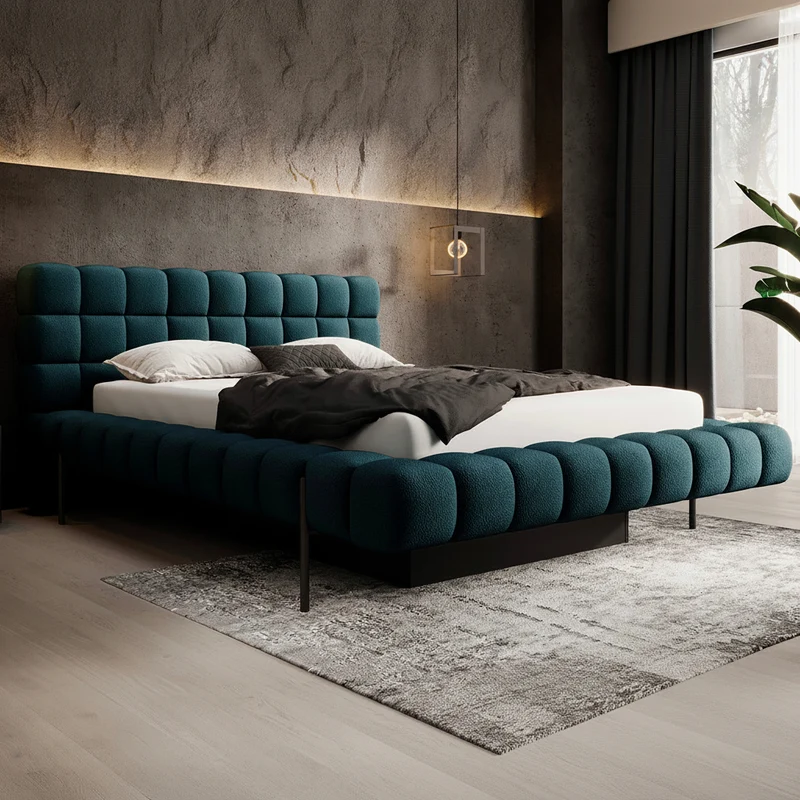 Lit coffre 180x200 sommier inclus Ezio Bleu