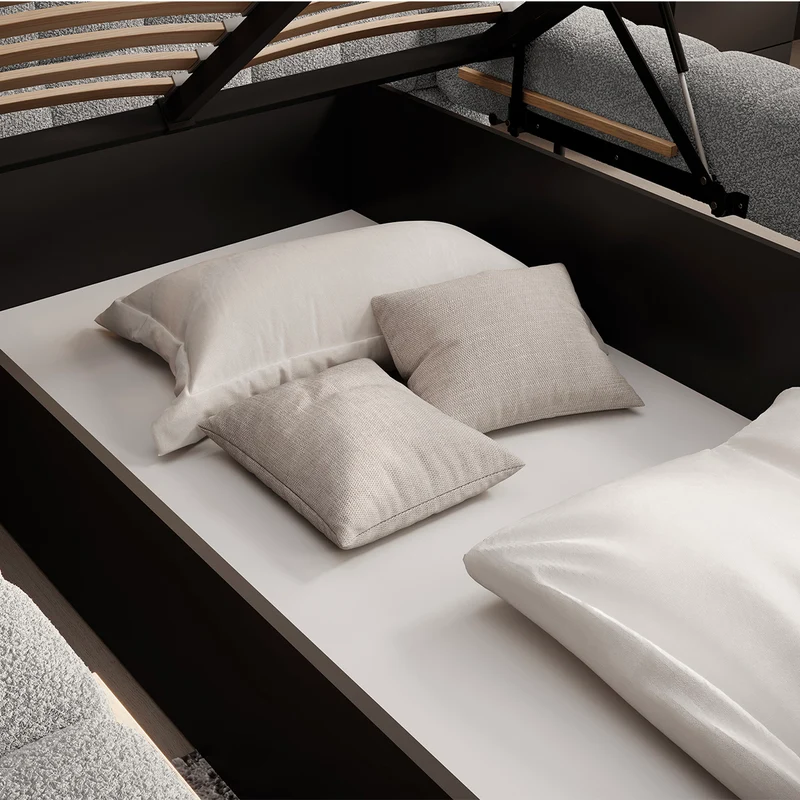 Lit coffre 160x200 sommier inclus Ezio Gris clair