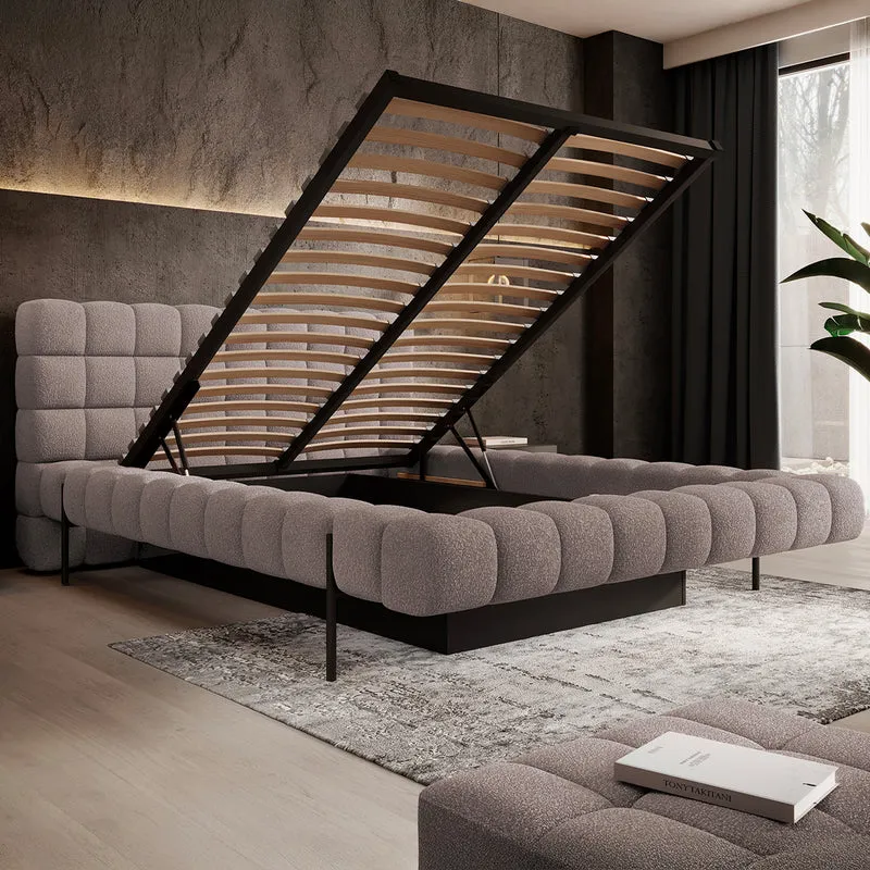 Lit coffre 160x200 sommier inclus Ezio Gris