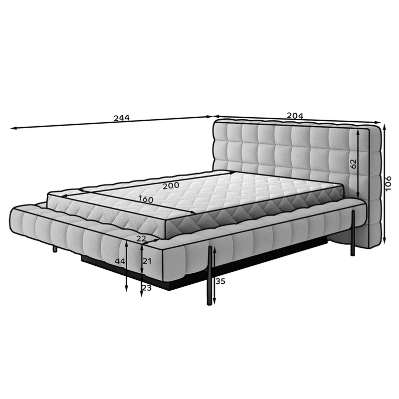 Lit coffre 160x200 sommier inclus Ezio Gris