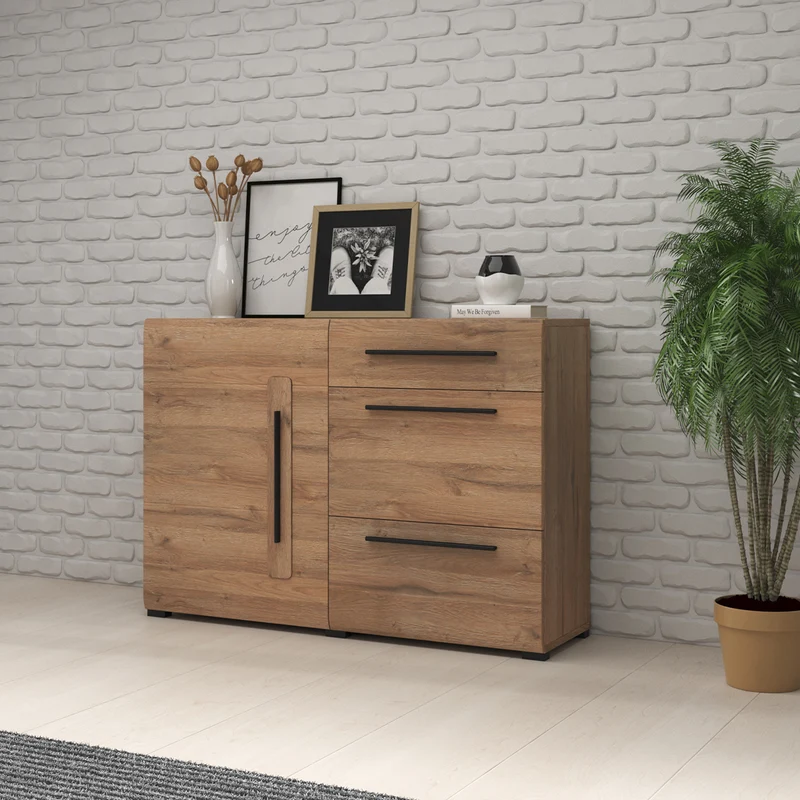 Buffet 1 porte 3 tiroirs Louis Bois