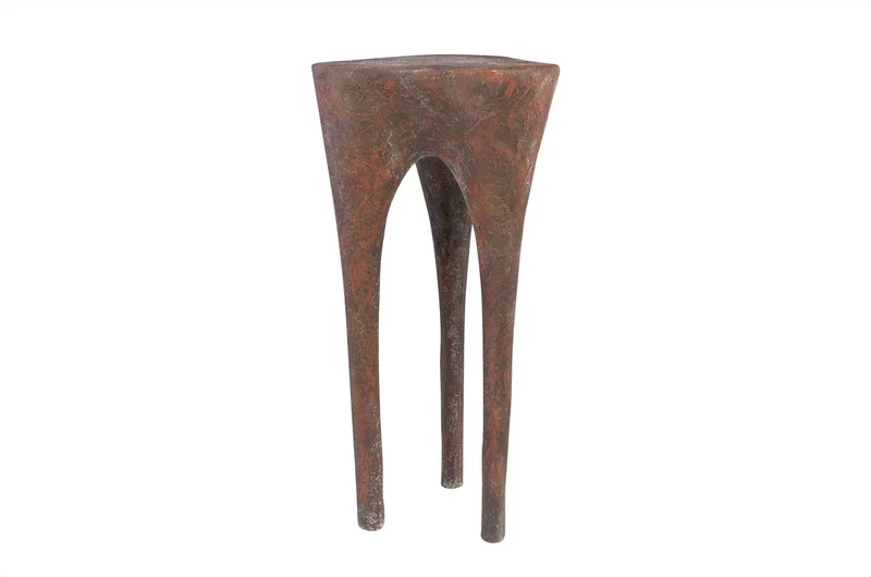 Casa Padrino Luxus Beistelltisch Kupferfarben 40 x 39 x H. 80 cm - Hoher skulpturaler Design Tisch in Alt-Kupfer Optik - Luxus Möbel