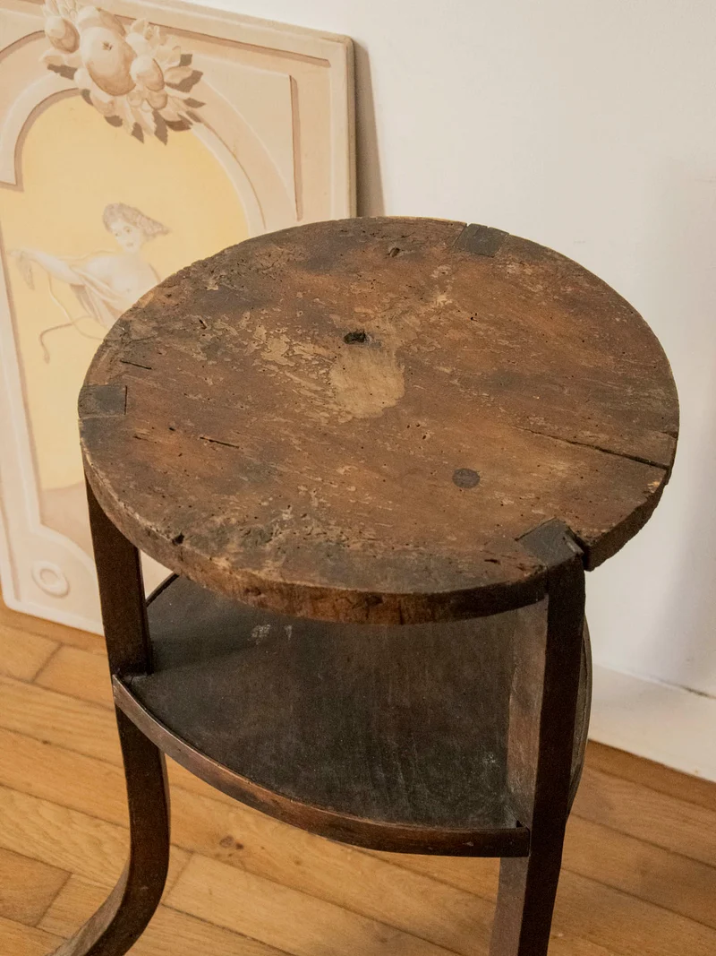 Alfred, le guéridon ancien en bois brut N°1433