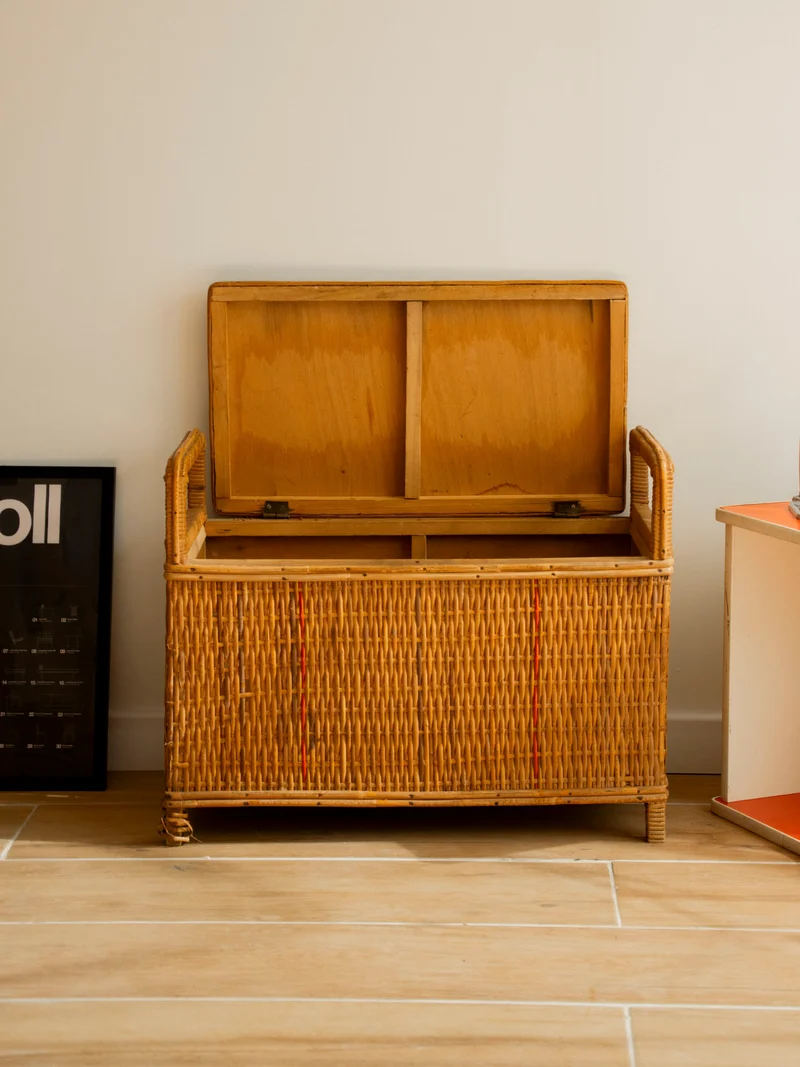 Lucien, le coffre-banc en paille tressée N°187