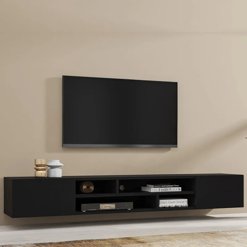Meuble TV 2 portes 208 cm Akram Noir