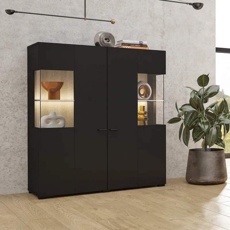 Vaisselier 2 portes Akram Noir et Bois