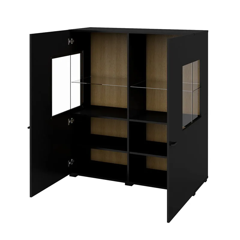 Vaisselier 2 portes Akram Noir et Bois