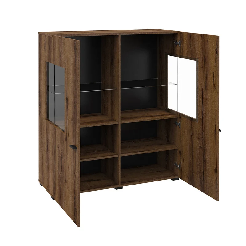 Vaisselier 2 portes Akram Bois Wengé et Noir
