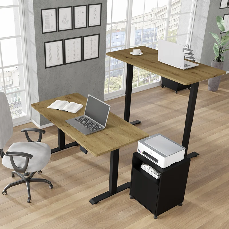 Bureau électrique 140 cm Ergo Bois et Noir