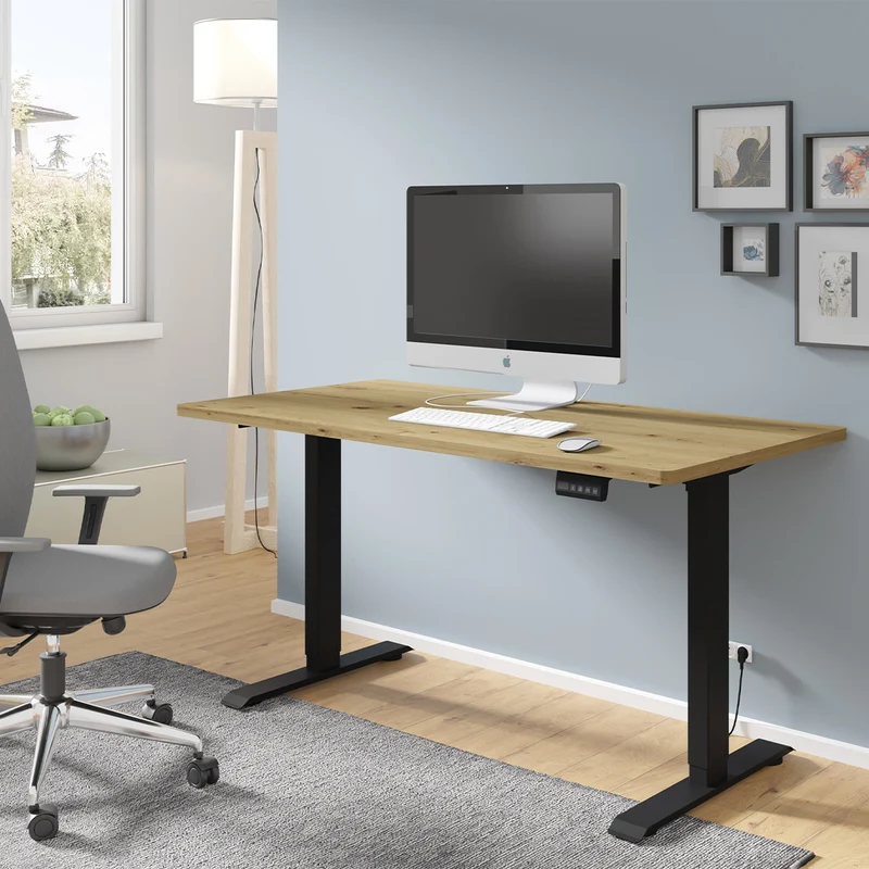 Bureau électrique 140 cm Ergo Bois et Noir